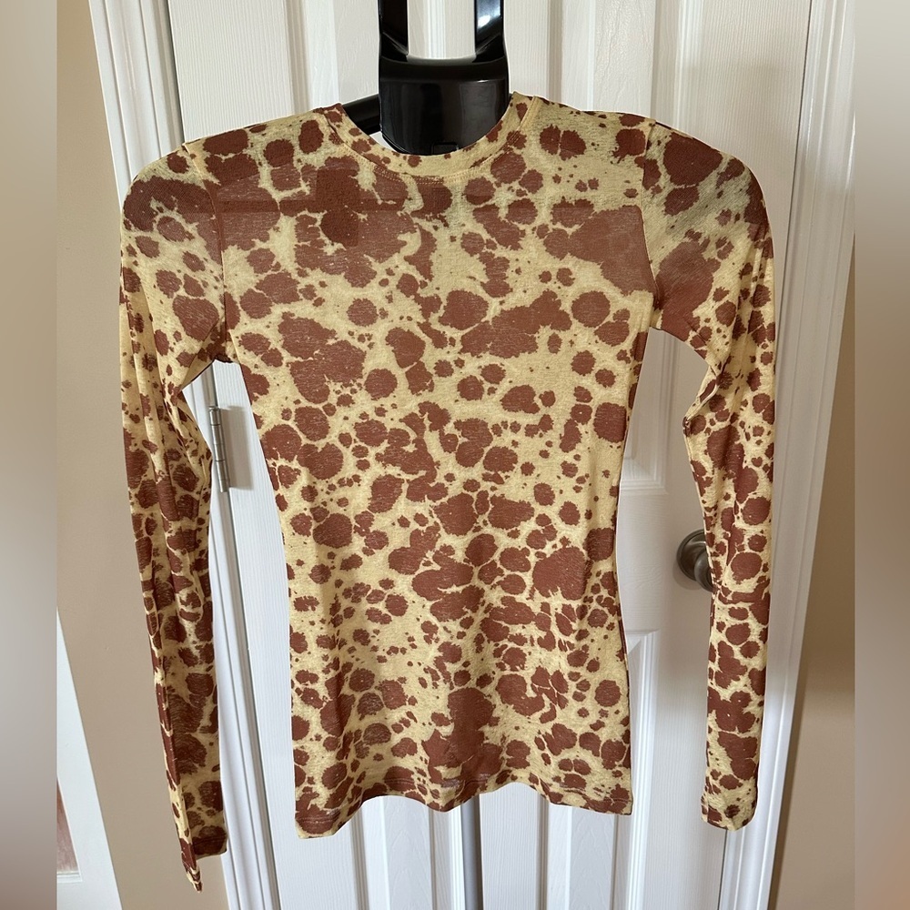 NWT NANUSHKA YELLOW AND BROWN DESIGN LONG SLEEVE TOP